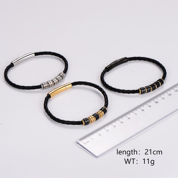 Men Patchwork Leather Handmade String Bracelets