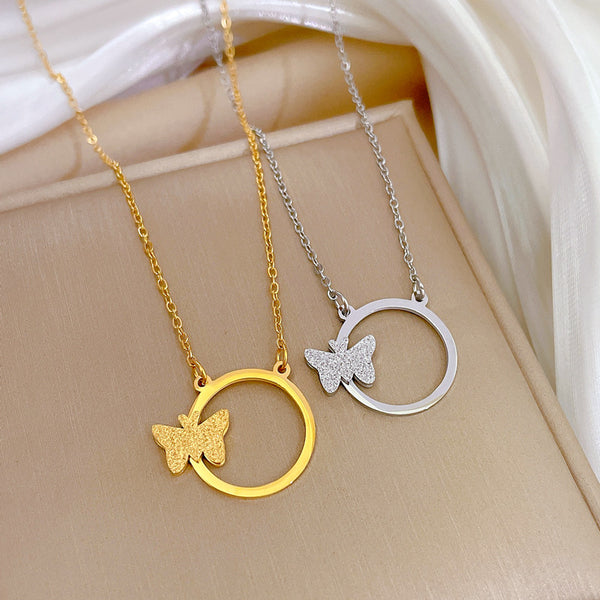 Women Fashion Chamfered Cube Geometric Titanium Steel Electroplating Necklaces