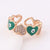 IG Style Women Diamond Metal Heart Copper Electroplating Rings