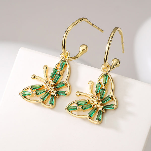 Women Butterfly Geometric Copper Electroplating Earrings