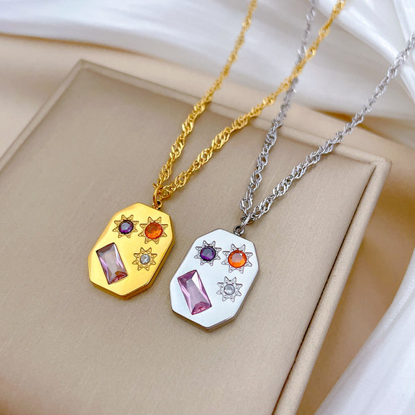 Cartoon Gourd Geometric Titanium Steel Electroplating Necklaces