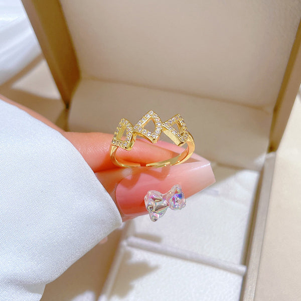 Women Cartoon Crown Brass Electroplating Rings