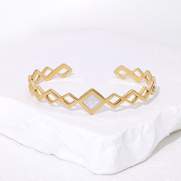 Minimalist Quadrilateral Stainless Steel Electroplating Bangles