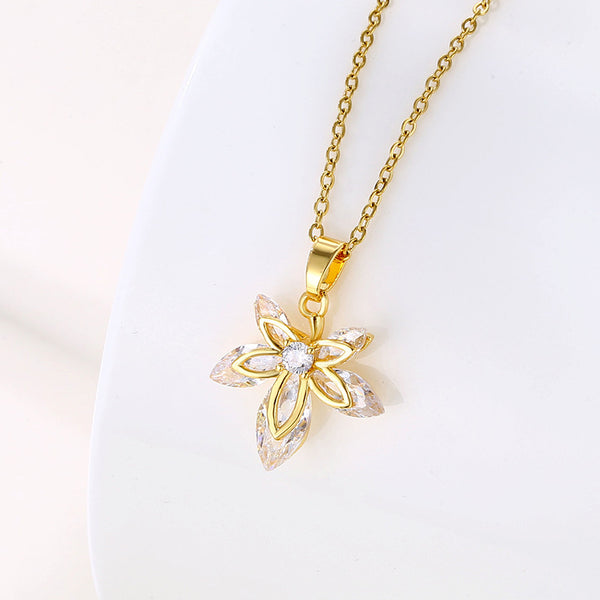 Women Minimalist Geometric Metal Leaf Stainless Steel Electroplating Necklaces