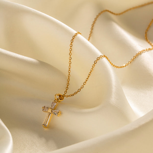 IG Style Cross Geometric Stainless Steel 18K Gold Plated Necklaces