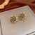 Medieval Flower Animal Rhombus Leaf Geometric Flower Chinese Zodiac Copper Electroplating Earrings