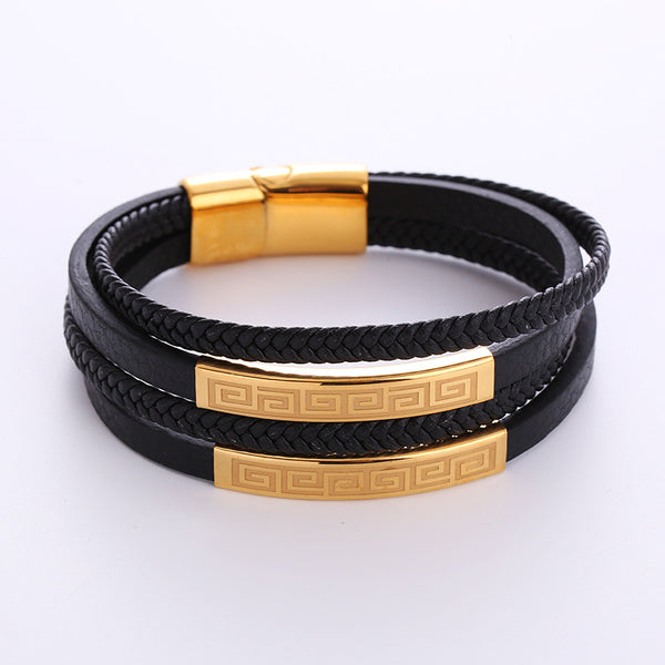 Stacked Men Irregular Geometric Titanium Steel Electroplating Bracelets