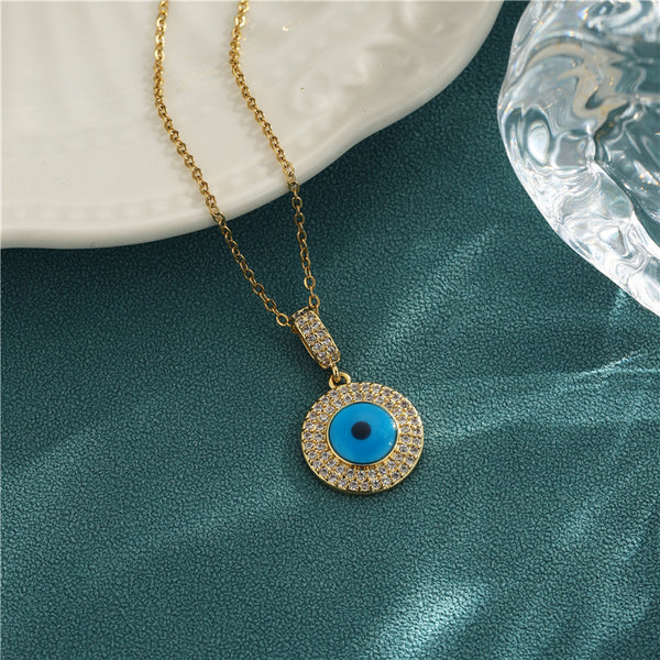 Women Minimalist Eye Geometric Stainless Steel Electroplating Necklaces