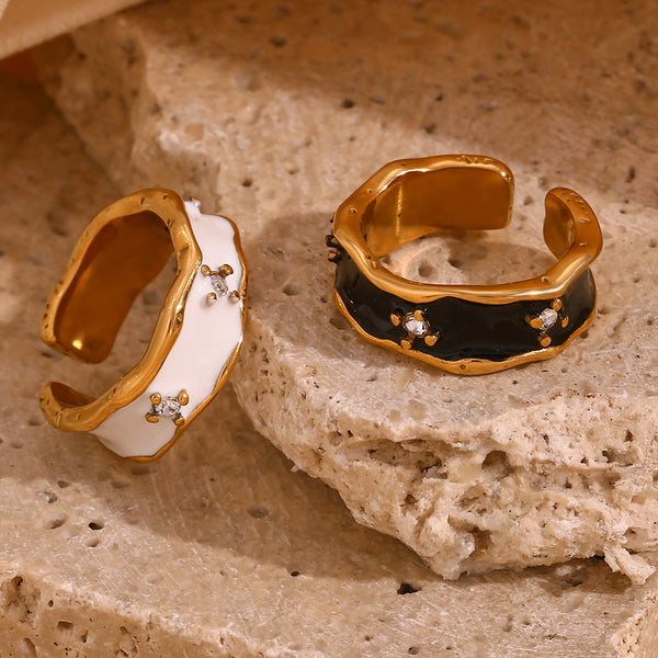 Women Fashion Circle Geometric Stainless Steel 18K Gold Plated Rings