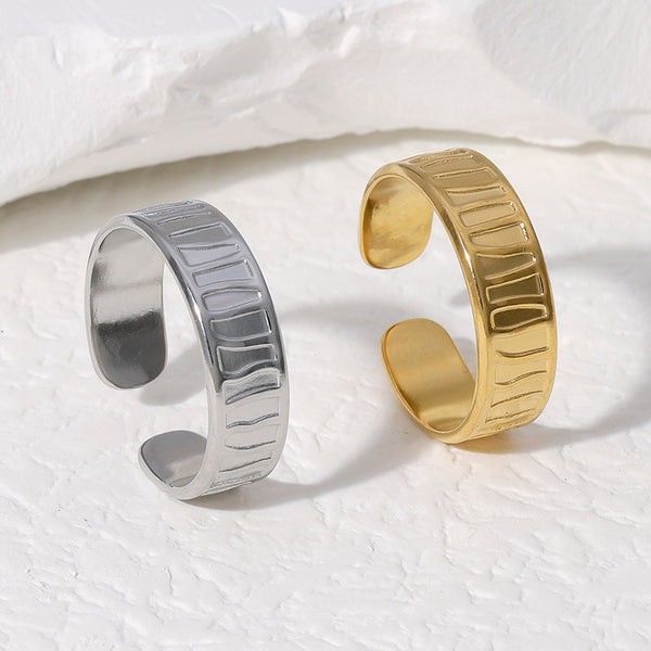 Open Ring Minimalist Stripe Geometric Stainless Steel Electroplating Rings