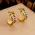 Fashion Leaf Geometric Stainless Steel Electroplating Stud Earrings