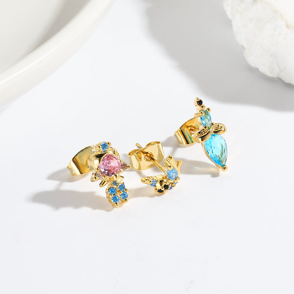 Cartoon Cartoon Zircon Zircon Inlay Earrings