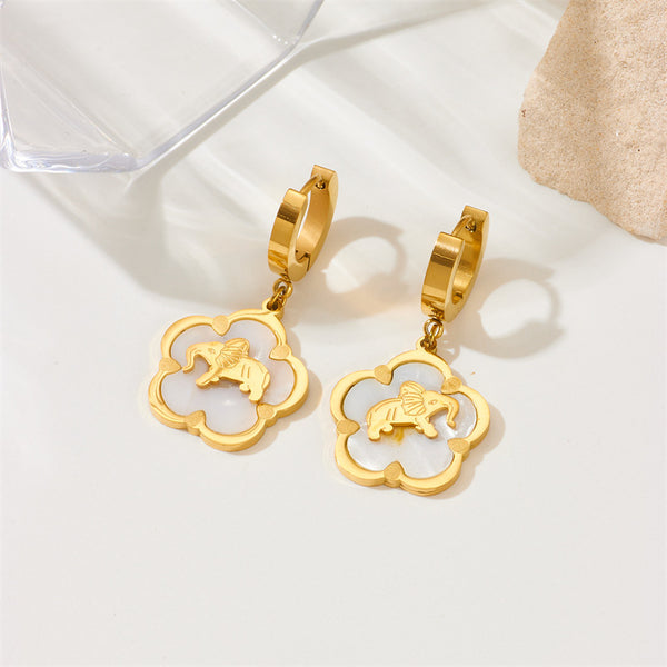 Fashion Flower Titanium Steel Electroplating Earrings