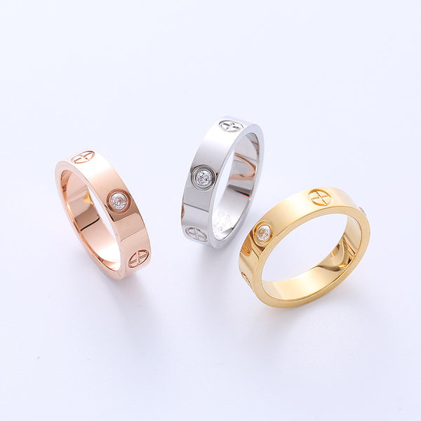 Exotic Women Metal Diamond Fruit Titanium Steel Gold Plating Rings