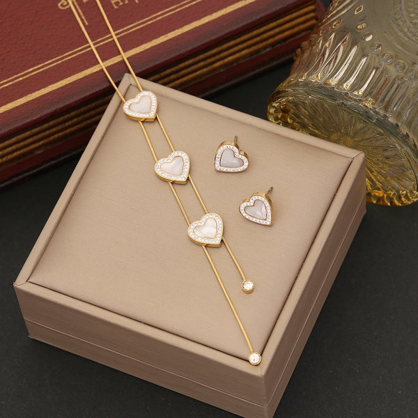 Fashion Heart Stainless Steel Electroplating Necklaces