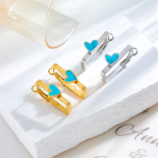 Fashion Heart Titanium Steel Electroplating Earrings