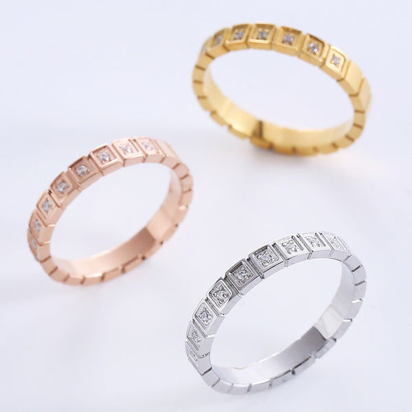 Moderate Luxury Stripe Circle Round Stainless Steel Electroplating Rings