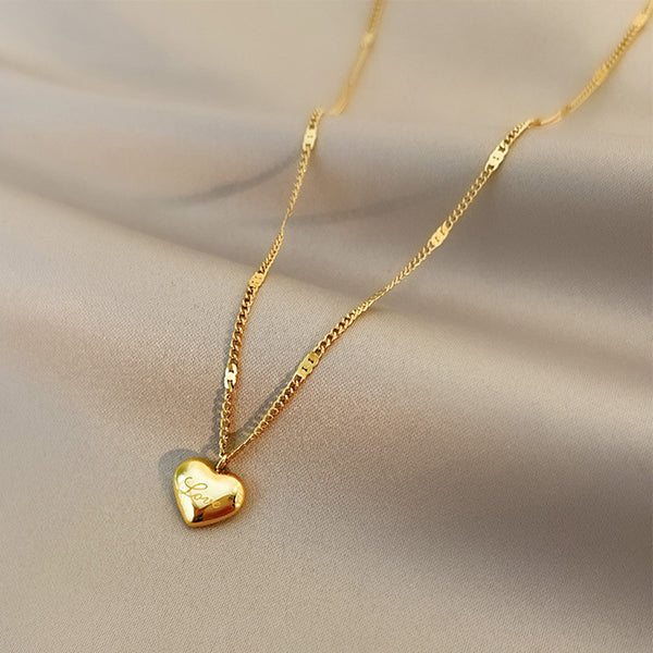 Korean Heart Titanium Steel Electroplating Necklaces