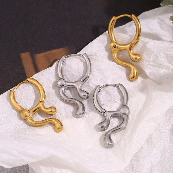 Fashion Circle Geometric Stainless Steel 18K Gold Plated Earrings