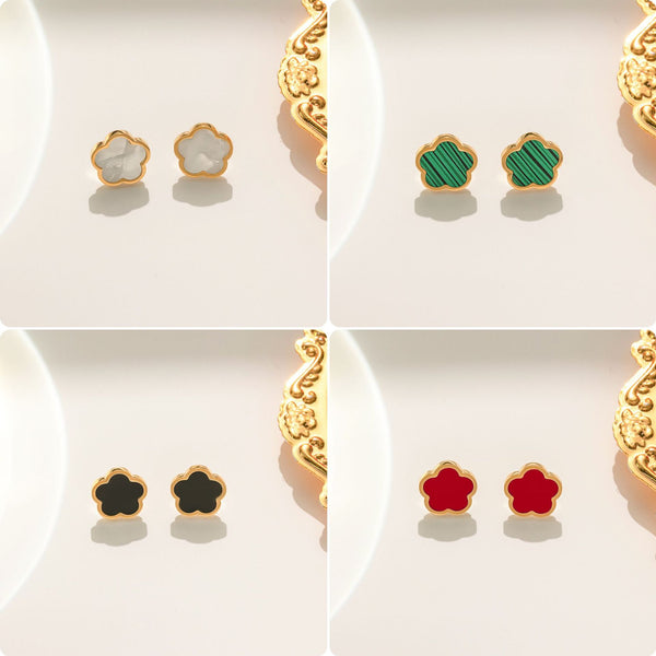 Minimalist Rose Geometric Titanium Steel 18K Gold Plated Stud Earrings