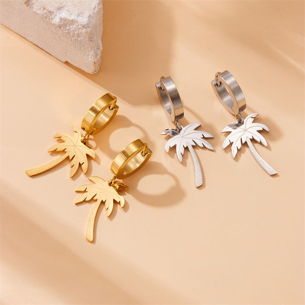 Fashion Tree Geometric Stainless Steel Electroplating Earrings