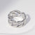 Women Minimalist Stripe Ellipse Leaf Stainless Steel Rings