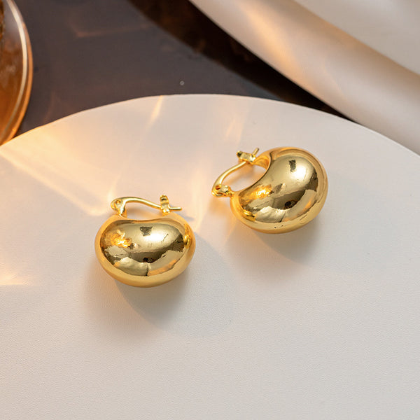 Minimalist Round Geometric Titanium Steel 18K Gold Plated Earrings