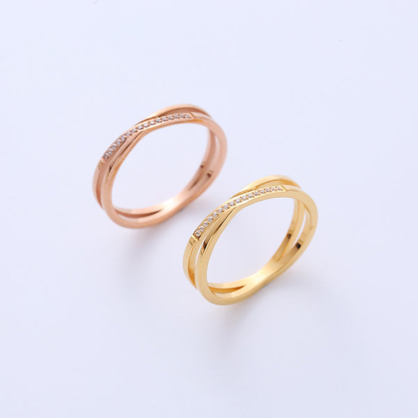 Women Minimalist Metal Diamond Doll Titanium Steel Electroplating Rings