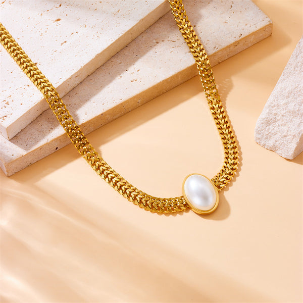 Fashion Ellipse Stainless Steel Electroplating Necklaces