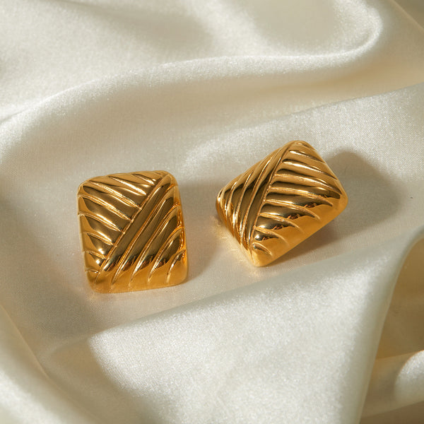 IG Style Twisted Geometric Stainless Steel 18K Gold Plated Earrings