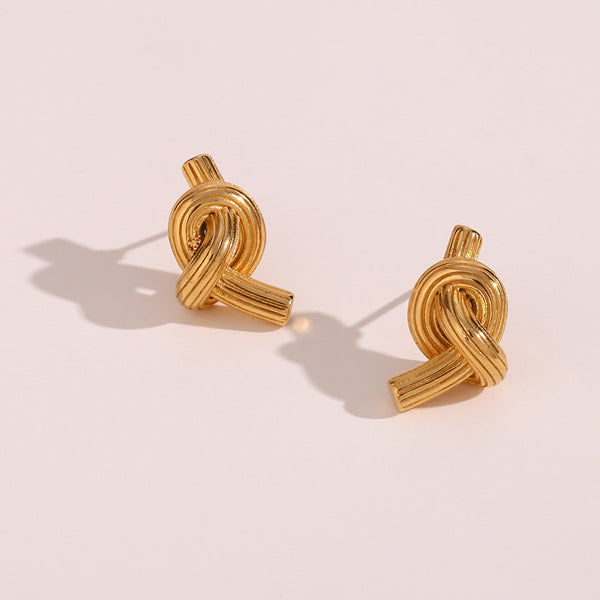 Fashion Stripe Geometric Stainless Steel 18K Gold Plated Stud Earrings