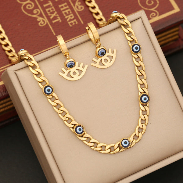 Expressive Eye Stainless Steel Oil Dripping Necklaces