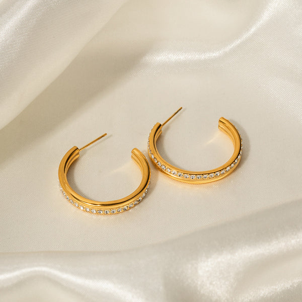 IG Style Circle Geometric Stainless Steel 18K Gold Plated Earrings