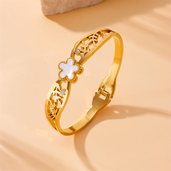 Fashion Flower Stainless Steel Electroplating Bangles