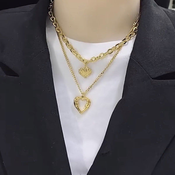 Heart Chain Geometric Titanium Steel Electroplating Necklaces