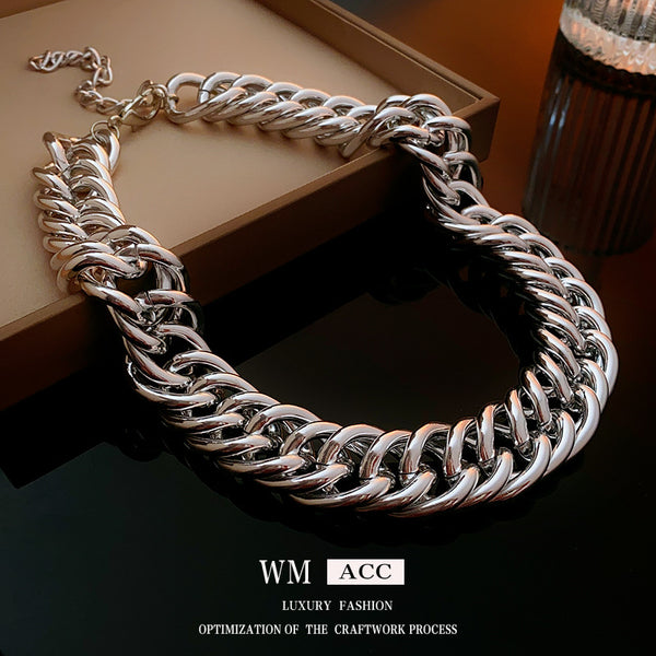 Minimalist Chain Geometric Alloy Electroplating Necklaces