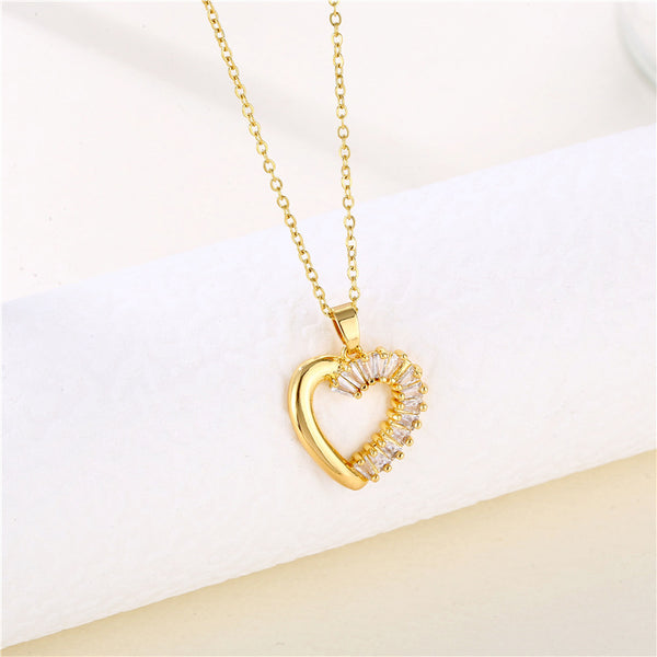 Women Minimalist Geometric Metal Heart Stainless Steel Electroplating Necklaces