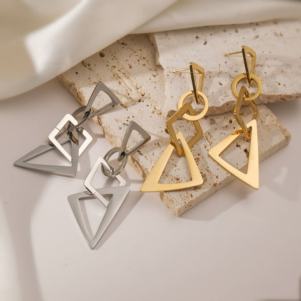 Irregular Geometric Titanium Steel Drop Earrings