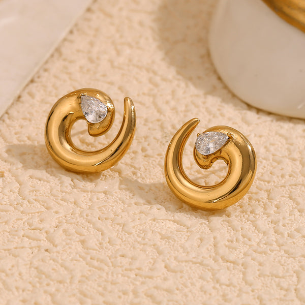 Fashion Circle Geometric Stainless Steel Electroplating Stud Earrings