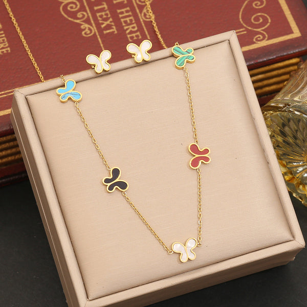 Fashion Butterfly Insect Stainless Steel Electroplating Necklaces