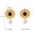 IG Style Pattern Pearl Geometric Flower Stainless Steel Electroplating Earrings