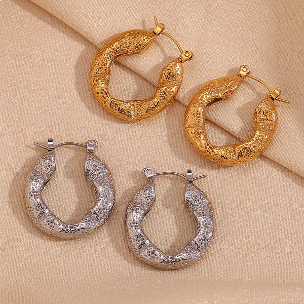 Fashion Circle Geometric Stainless Steel 18K Gold Plated Earrings