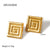 IG Style Checkered Geometric Stainless Steel 18K Gold Plated Earrings