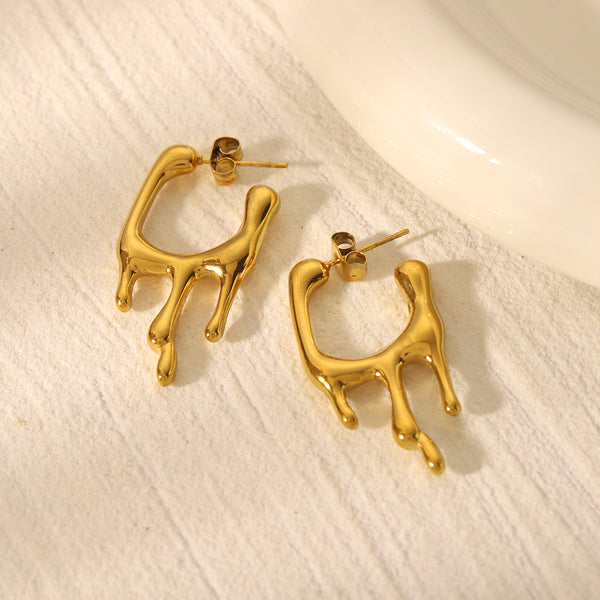 IG Style Irregular Geometric Stainless Steel Electroplating Earrings