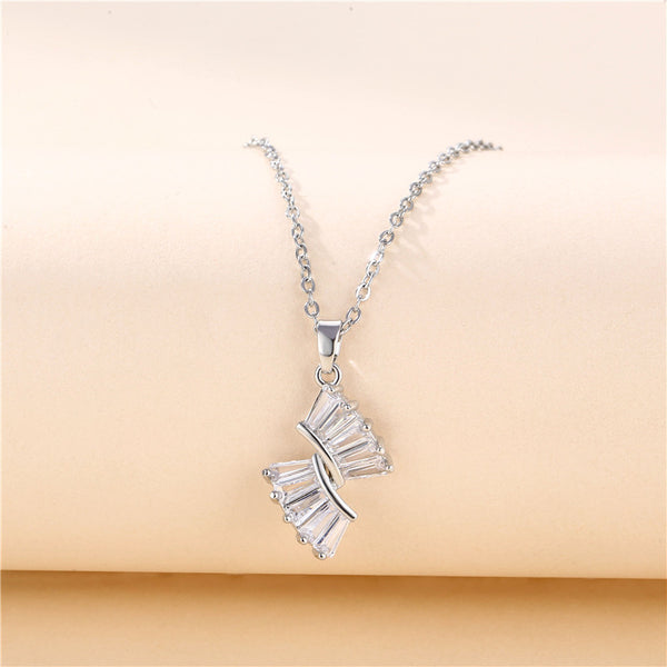 Natural Geometric Titanium Steel Diamond Inlay Necklaces