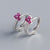 925 Sterling Silver Women Geometric Flower Silver Diamond Inlay Stud Earrings