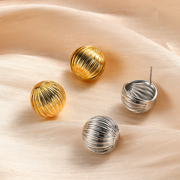 Minimalist Round Geometric Copper Electroplating Stud Earrings