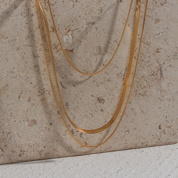 Fashion Stripe Geometric Stainless Steel 18K Gold Plated Necklaces