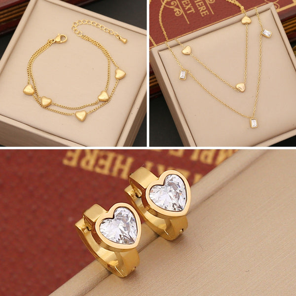 Fashion Heart Stainless Steel Electroplating Necklaces