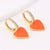 Vintage Retro Women Metal Heart Heart Copper Oil Dripping Earrings